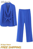 2023 Women Spring Pant Suits 2 pieces sets Casual Blazers Coats and Trousers Female Elegant Street Two Suit Clothing-Outfit