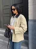 Women's Clothing 2025 Autumn Collar Long Sleeve Retro-Column Jacket Baseball Uniform Coat Women