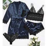 New Ladies Pajamas Four-Piece Sexy Sling Skirt Set Home Lace Pajamas