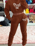 Print Letter Hoody Cropped 2 Piece