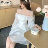 Sweet Elegant Princess Dress Women Casual Korean Slim Long Sleeve Fairy Dress Female Backless Design Vintage Dress 2021 New-Outfit