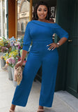 Formal Slash Neck Three Quarter Sleeves Solid