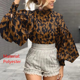 Women Big Lantern Sleeve Shirt Elegant Street Party Blouse 2022 Fashion Stand Collar Casual Loose Blusas Solid Tunic