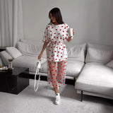New Women's Love Lazy Round Neck Casual Loose Mesh Splicing Short