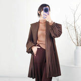Folding 2025 Women's Folded Striped Broad Leg Trousers Unique Textured Hanging Style Straight