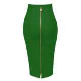 Quality Black Red Blue Orange Zipper Bodycon Rayon Bandage Skirt Day Party Pencil