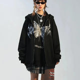 Hip Hop Streetwear Hoodies 2021 Autumn Butterfly Print Oversized Hooded Coat Goth Harajuku Y2k Grunge Punk Zipper
