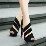 Sandalia Feminina Summer Gladiator High Heels Peep Toe Sandals Casual Shoes Woman Waterproof Platform Sandals