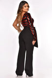Elegant Sequins One Sholder Long Sleeve With Belt Loose