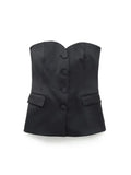 Women Autumn Slim 2 pieces Sets Suits 2023 Casual Solid Strapless Vests and Pants Female Elegant Street Suit Clothing-Outfit