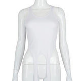 hirigin Basic Long Ribbon White Tank Tops For Women Hight Street Casual Wear Summer Chic Fashionable Vest Club Wear