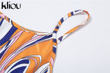 Kliou Aesthetic Panelled Print Jumpsuit For Women Hot Casual Silky Spaghetti Strap Skinny Bodysuit Streetwear Female