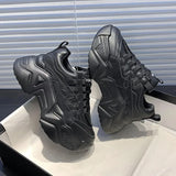 Black Dad Chunky Sneakers Casual Vulcanized Shoes Woman High Platform Sneakers Lace Up White Sneakers Women