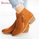 Autumn Women Shoes Retro High Heel Ankle Boots Female Block Mid Heels Casual Botas Mujer Booties