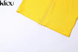 Kliou Casual Two Piece Set Women Sporty Sleeveless Crop Top+Skinny Print Leggings Matching Outfit Female Concise Cool