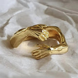 New Creative Gold Silver Color Love Hug Ring Cute Adjustable Open Rings for Women Men Fashion Lovers Jewelry