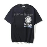 West Kids See Ghosts Oversize Men T Shirt Tour Commemorative Printed Retro Loose Harajuku Crew Neck Short Sleeve