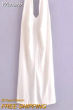 2023 Women Summer Halter Dress Fashion Solid Backless Off shoulder Female Elegant Street Mid-Calf Dresses Clothing-Outfit