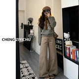 Loose Milk Blue Hatless Round-Neck Cotton Coat Women Winter Small Thick Short Cotton Cotton Jacket