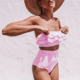 Striped Bikini 2019 New Arrival Strapless Sexy Bikinis High Waist Swimwear Women Ruffles Swimsuit Brazilian