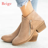 Autumn Women Shoes Retro High Heel Ankle Boots Female Block Mid Heels Casual Botas Mujer Booties
