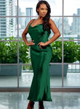 Formal Strap Sleeveless Solid Satin Backless Evening