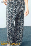 2023 Women Summer Straight Pants Vintage Floral Print Elastic waist Female Elegant Street Pant Trousers Clothing-Outfit