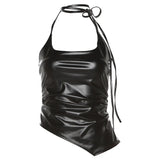 Woherb Summer Women's Solid Color Slim Fashion Hanging Neck Sling Sexy Back Vest Female-Outfit