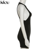 Kliou Knitting Cotton Mini Dress Women Solid Sexy Hipster One Shoulder Bodycon Sheath Shaped Waist Clubwear Female Skirts