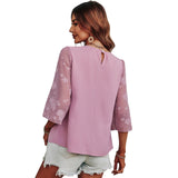 Elegant Printed Solid Color Round Neck