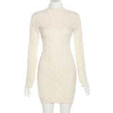 hirigin Sexy Knitted Sweater Dresses Fall Winter Clothes for Women Rave Outfit Backless Long Sleeve Mini Bodycon Birthday