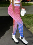 Sexy High Waist Mesh Dollar Sign Overall Print Stocking Foot Tight