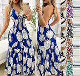 Woherb New Neck With High Waist Print Dress Sexy Women's Dress-Outfit
