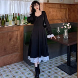 Women Long Sleeve Female Causal Vintage Ulzzang Party Square Collar Elegant Mujer De Moda Cozy Spring Clothing