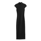 Spring Style Slim Dress With Thin Collar And Solid Color 4174308 600-Outfit