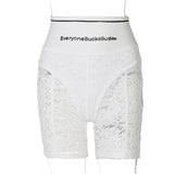 2021 Solid Lace Zip Up Bodycon Leggings Short Pants Summer Women Sexy Streetwear