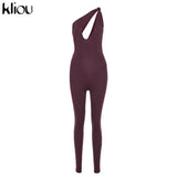 Kliou One Shoulder Sexy Cut Out Rompers Womens Jumpsuit 2021 Streetwear Solid Backless Active Wear Skinny Slim Jumpsuits