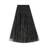 Sky Half Dress Girl Autumn Winter Dress Fairy A Word Ponp Long Skirt Glie Star Mesh Dress