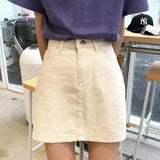 Women Skirts New 2021 Summer Denim Mini Fashion High Waist Korean Black Beige Pink Wine Red Package Streetwear Stylish