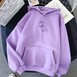 Harajuku Solid Hoodies Casual Warm Hooded Women Sweatshirt Winter Long Sleeve Plus Velvet Oversized Hoodies