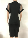Elegant V-neck Short Sleeves Lace Diamonds Midi