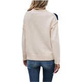 Shirt Splicing Colliding Color Sweater Loose Leisure Collar Collar Top