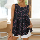 Loose Tunic Tops ZANZEA Stylish Women Cotton Chemise Shirts 2022 Bohemian Printed Flroal Blouses Summer Sleeveless