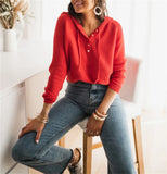 Woherb And Winter New Style Hooded Loose Knit Sweater Solid Color Set Head Casual Hoodie Striped Sweater Woman-Outfit