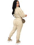 Winter Casual O-Neck Long Sleeves Solid Top And Pant 2 Piece
