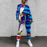 Tracksuit Two Piece Pullovers Cloting Long Sleeve Tie-dye Print Female Tops And Elastic Waist Pants Slim Casual