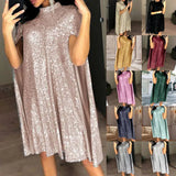 2025 New Small Tie-Collared Bright Dress Loose Women's
