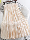 High Waist Solid Color Pleated Skirts Women's Mid-length Casual Skirt For Spring Summer QT1814-Outfit