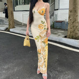 sexy Y2K Clothes Floral Print Sleeveless Backless Bodycon Maxi Dresses For Women 2024 Club Birthday Party Elegant Dress-Outfit