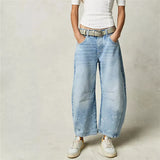 Wide Leg Baggy Jeans Women Casual Loose Mid Waist Denim Pants 90s Boyfriend Denim Bloomers Girlfriend Barrel Jeans-Outfit